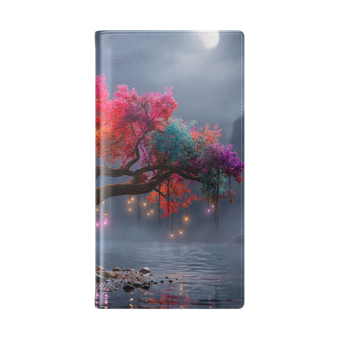 Chromatic Canopy Flip Cases – Rainbow Tree Moonlit Waterfall Scene