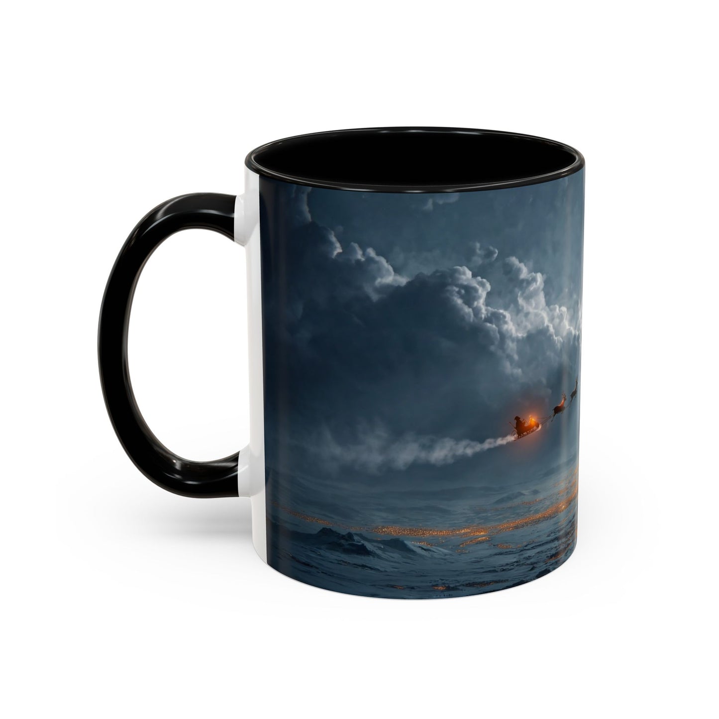 Midnight Sleigh Ride Accent Coffee Mug (11, 15oz) – Warm Glow Over Winter Town