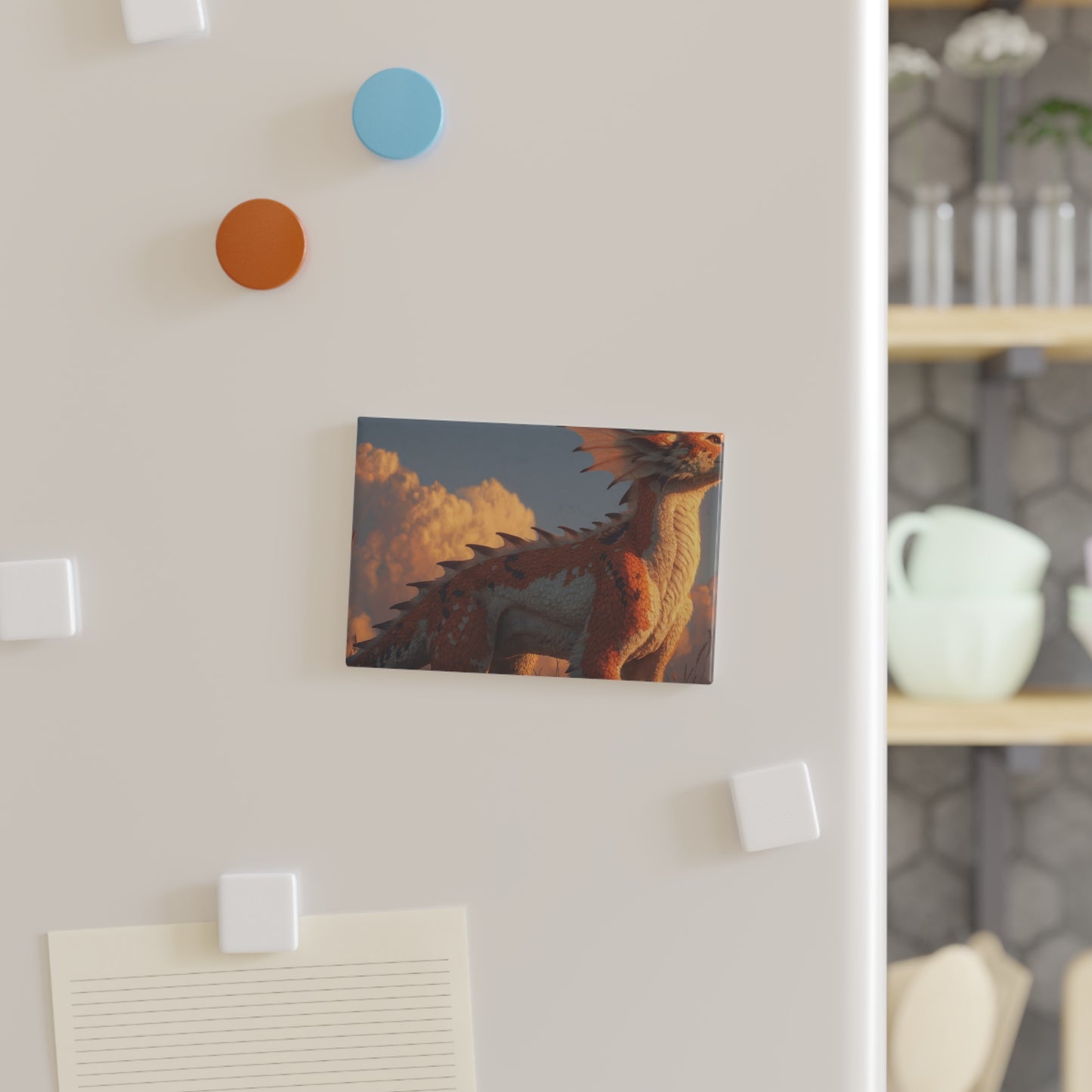 Sunset Dragon Button Magnet – Golden Hour Guardian of the Wilds