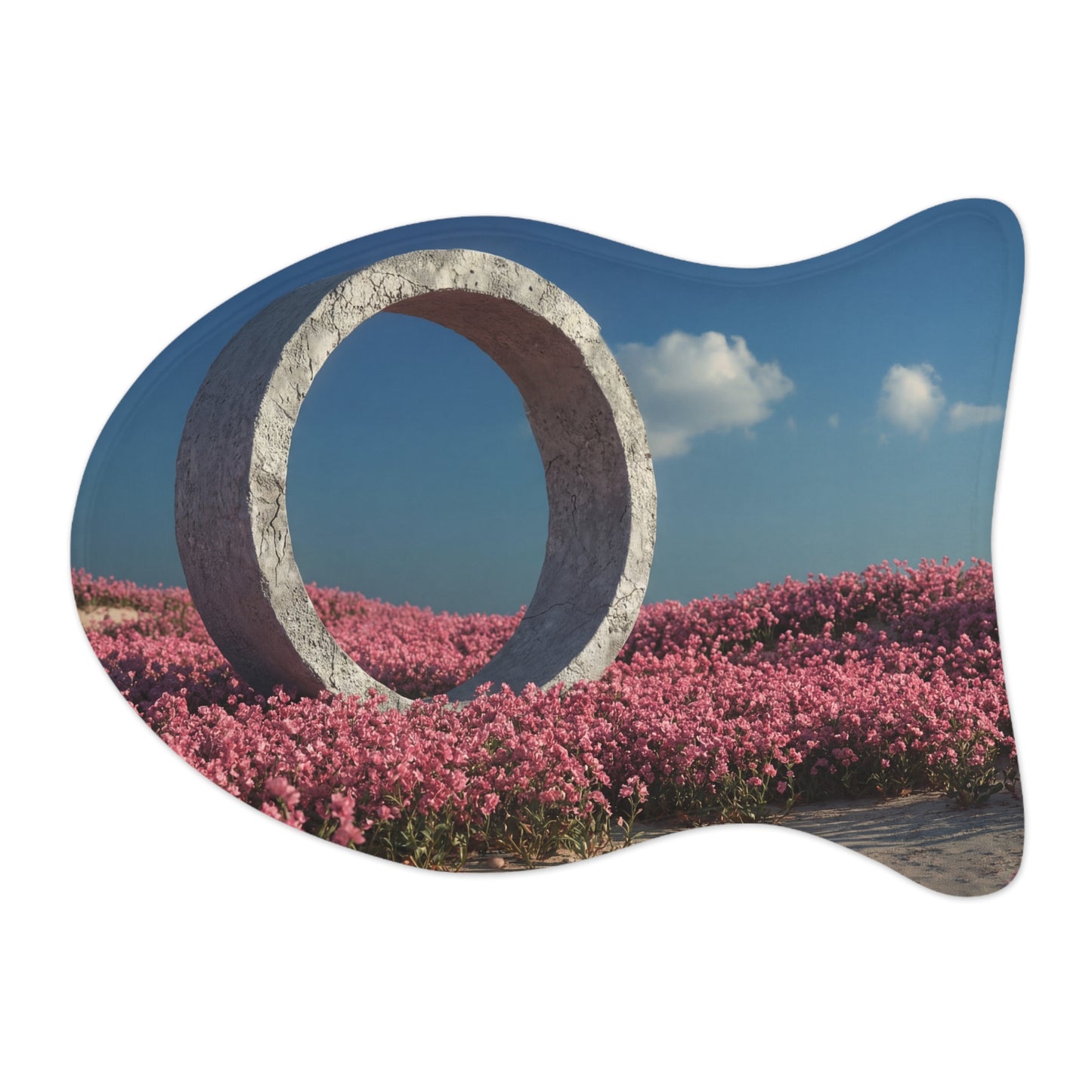 Concrete Circle Feeding Mats – Pink Wildflower Portal Scene