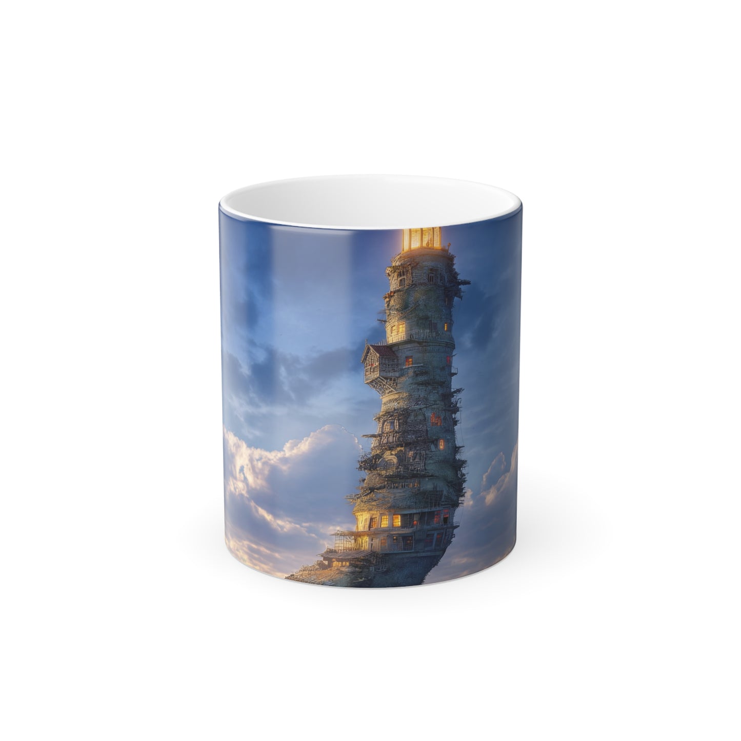 Tilted Lighthouse Color Morphing Mug, 11oz – Twisted Beacon of Twilight