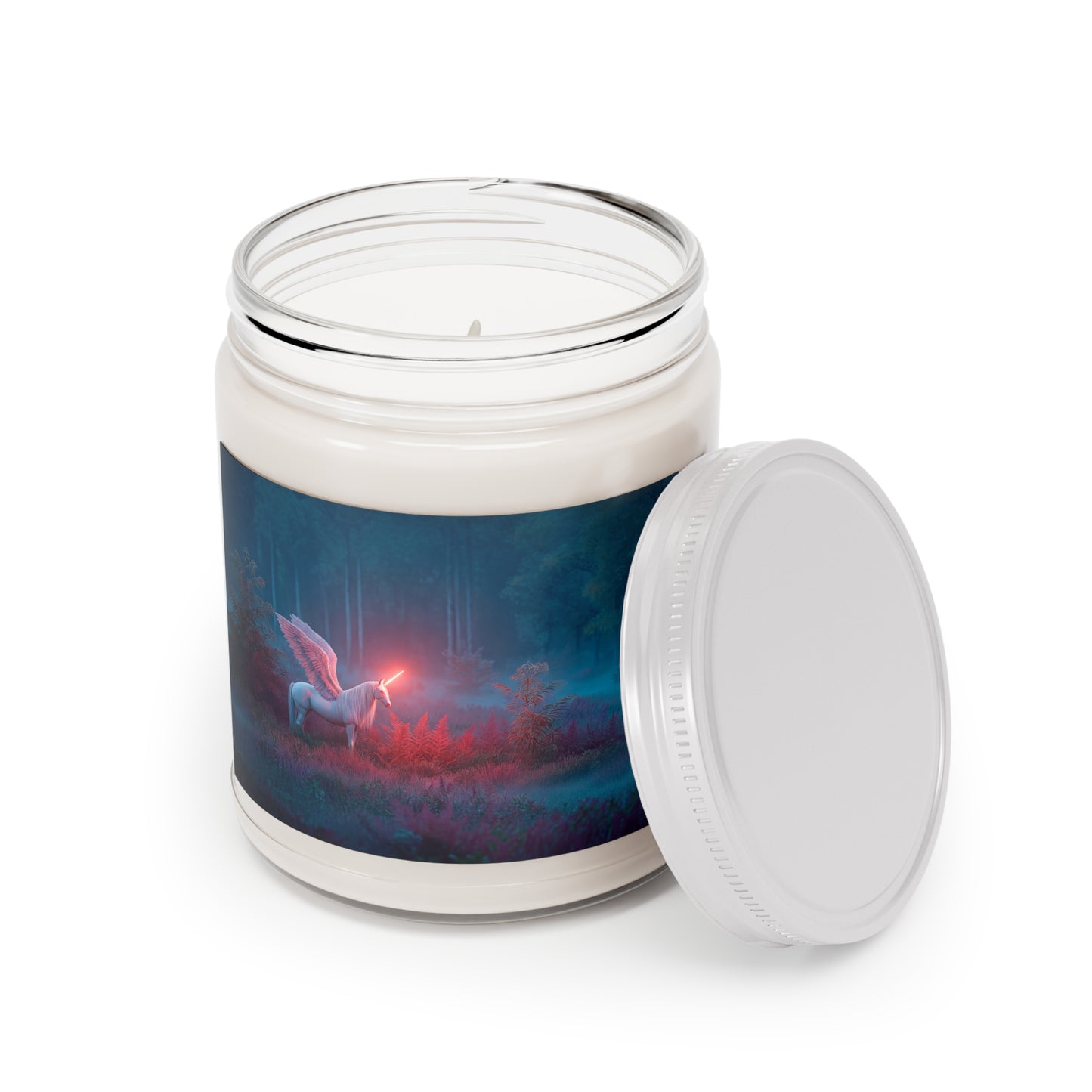 Celestial Unicorn Scented Soy Candles with White Lid, 9oz – Crimson Glow in the Twilight Grove