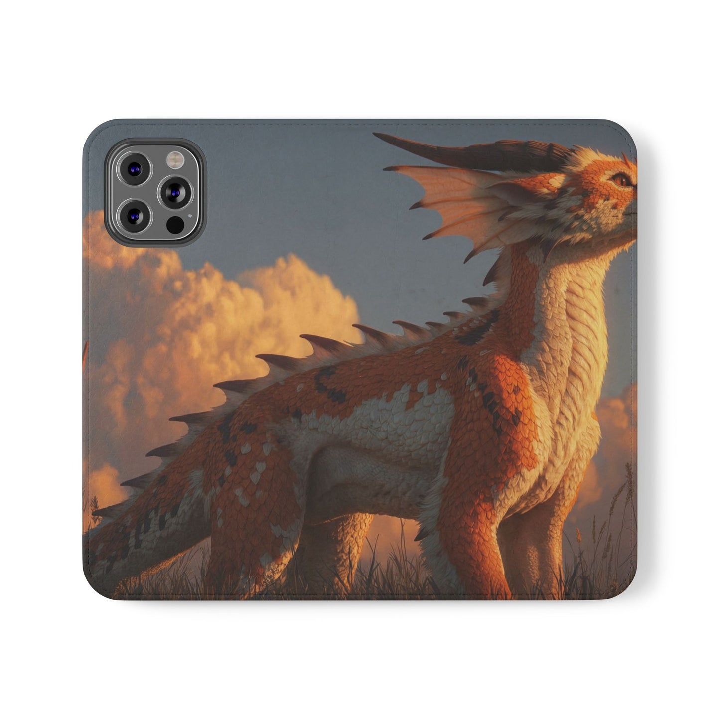 Gilded Dragon Flip Cases – Amber Sunset Guardian