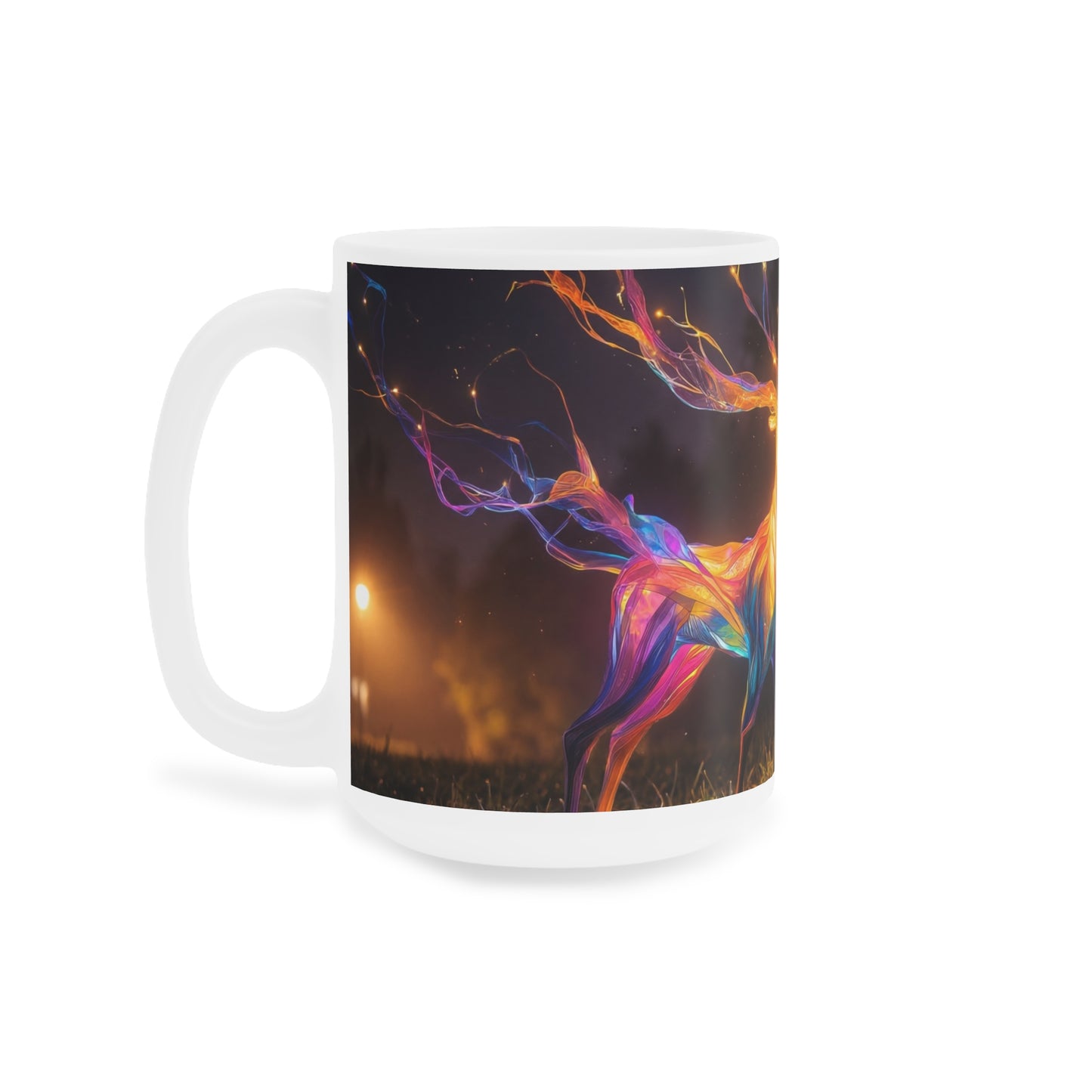 Chromatic Stag Ceramic Mugs (11oz\15oz\20oz) – Night Garden Luminescence