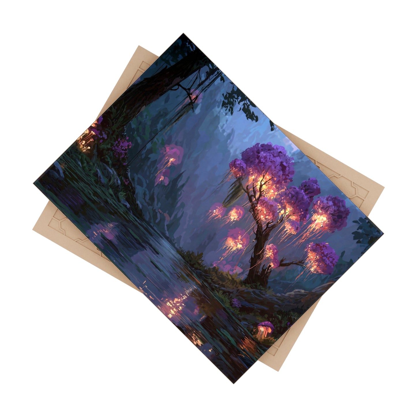Bioluminescent Grove Ceramic Photo Tile – Whispering Forest at Dusk
