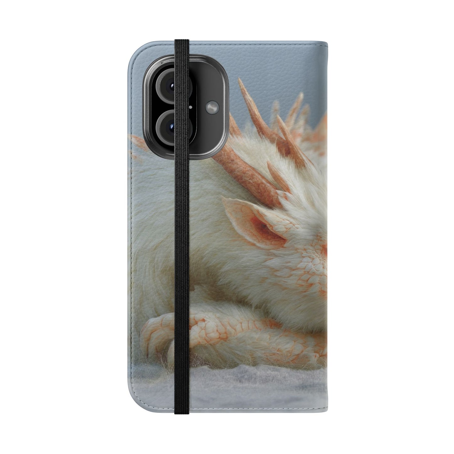 Sleeping Child and Dragon Flip Cases – Snowy Guardian Embrace