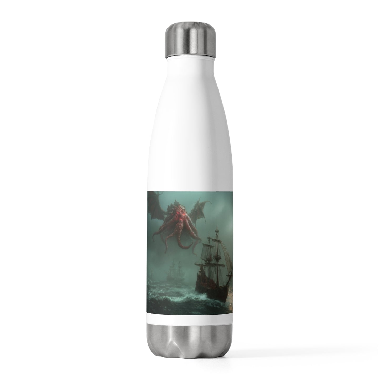 Leviathan’s Wrath 20oz Insulated Bottle – Storm-Swept Seascape with Winged Horror