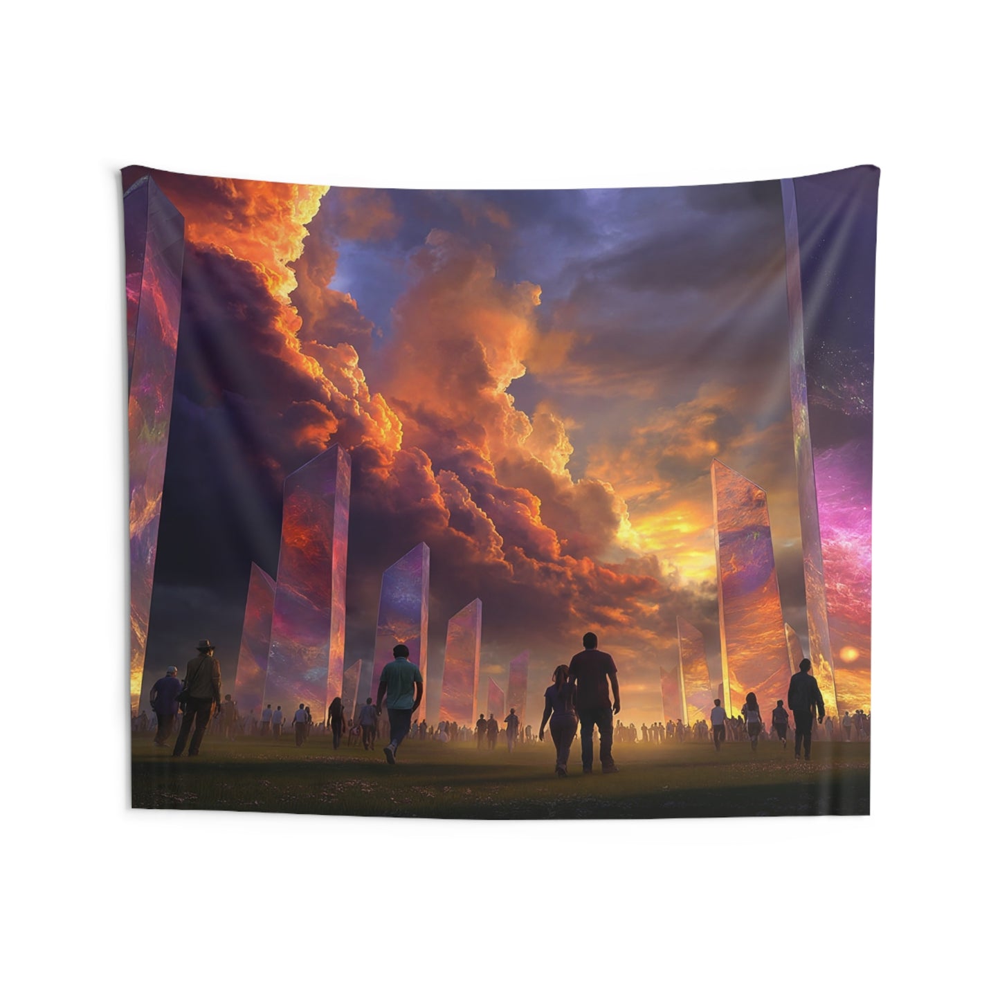 Cosmic Obelisk Grove Indoor Wall Tapestries – Twilight Gateway to the Stars