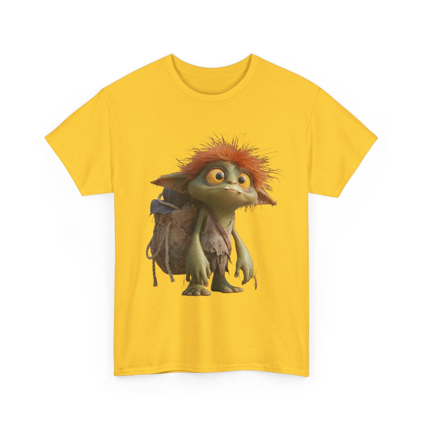 Mossy Gnome Unisex Heavy Cotton Tee – Rust-Haired Guardian with Satchel