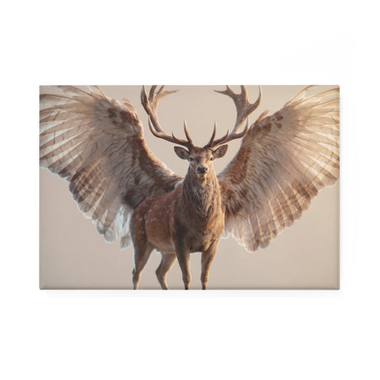Winged Stag Button Magnet, Rectangle (1 & 10 pcs) – Guardian of the Golden Hour