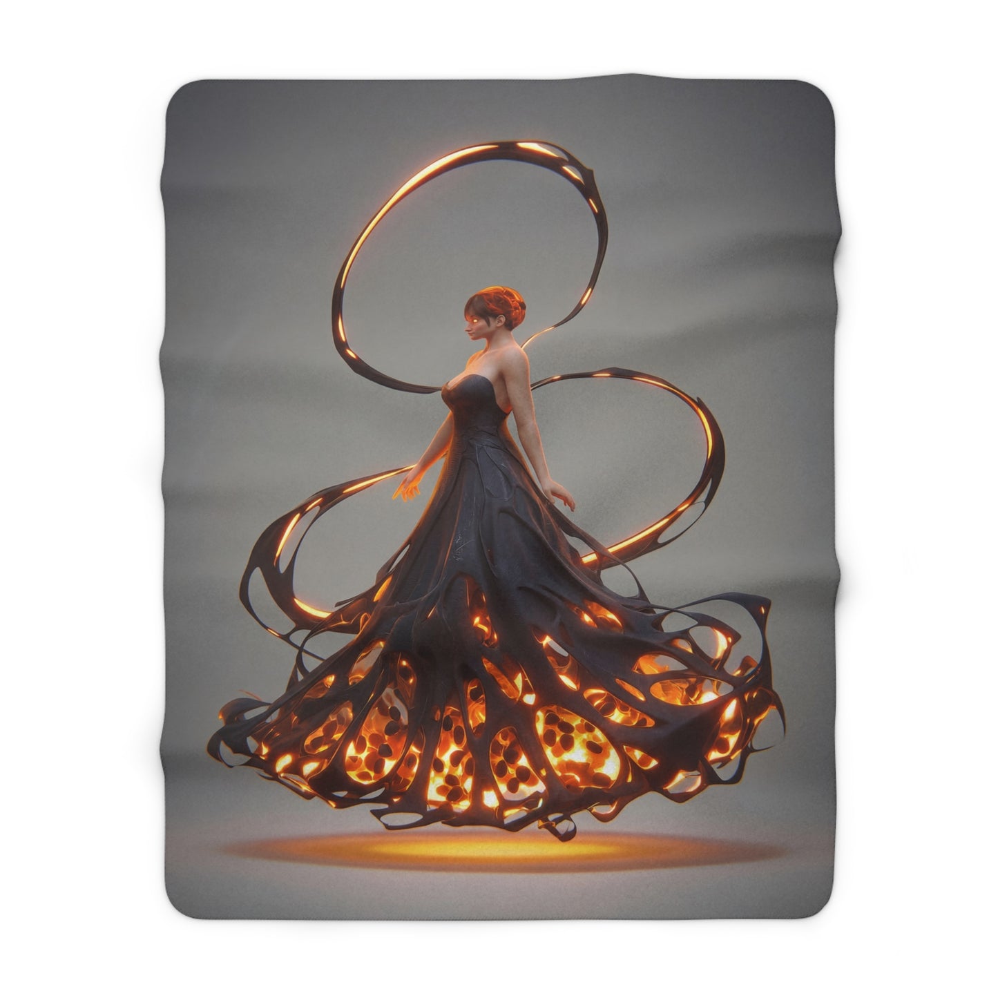 Luminescent Veil Sherpa Fleece Blanket – Ethereal Glow in Midnight Velvet
