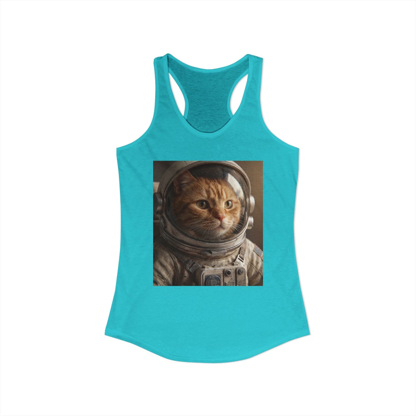 Astronaut Cat Women's Ideal Racerback Tank – Lunar Mission Ready Graphic