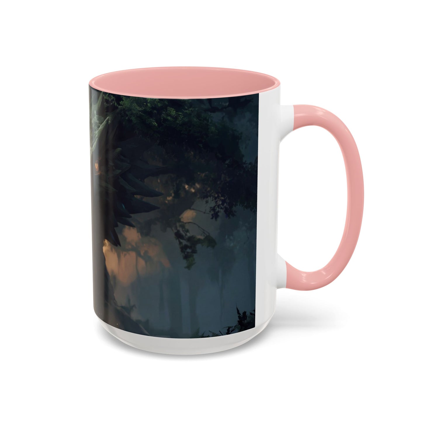 Ancient Dragon Sentinel Accent Coffee Mug (11, 15oz) – Forest Guardian at Dawn