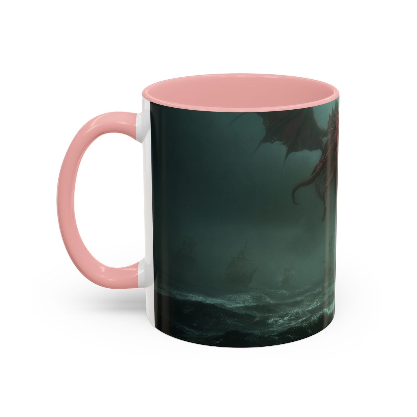 Leviathan Sentinel Accent Coffee Mug (11, 15oz) – Crimson Wyvern Guardian Seascape