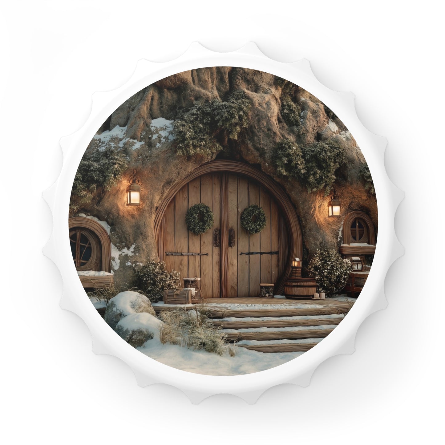 Winterwood Hollow Bottle Opener – Snow-Kissed Treehouse Sanctuary