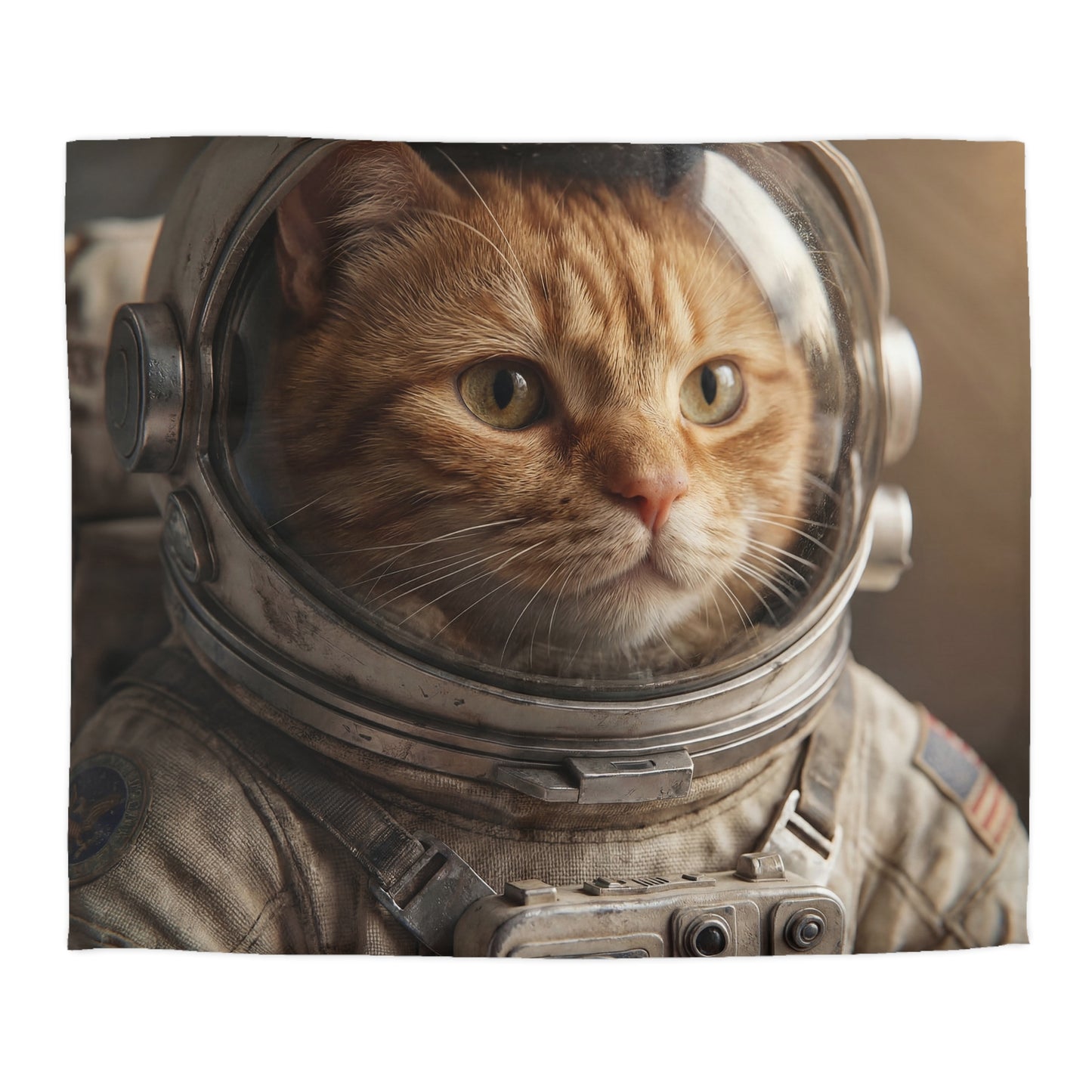 Astronaut Cat Microfiber Duvet Cover – Warm Glow in the Cosmos
