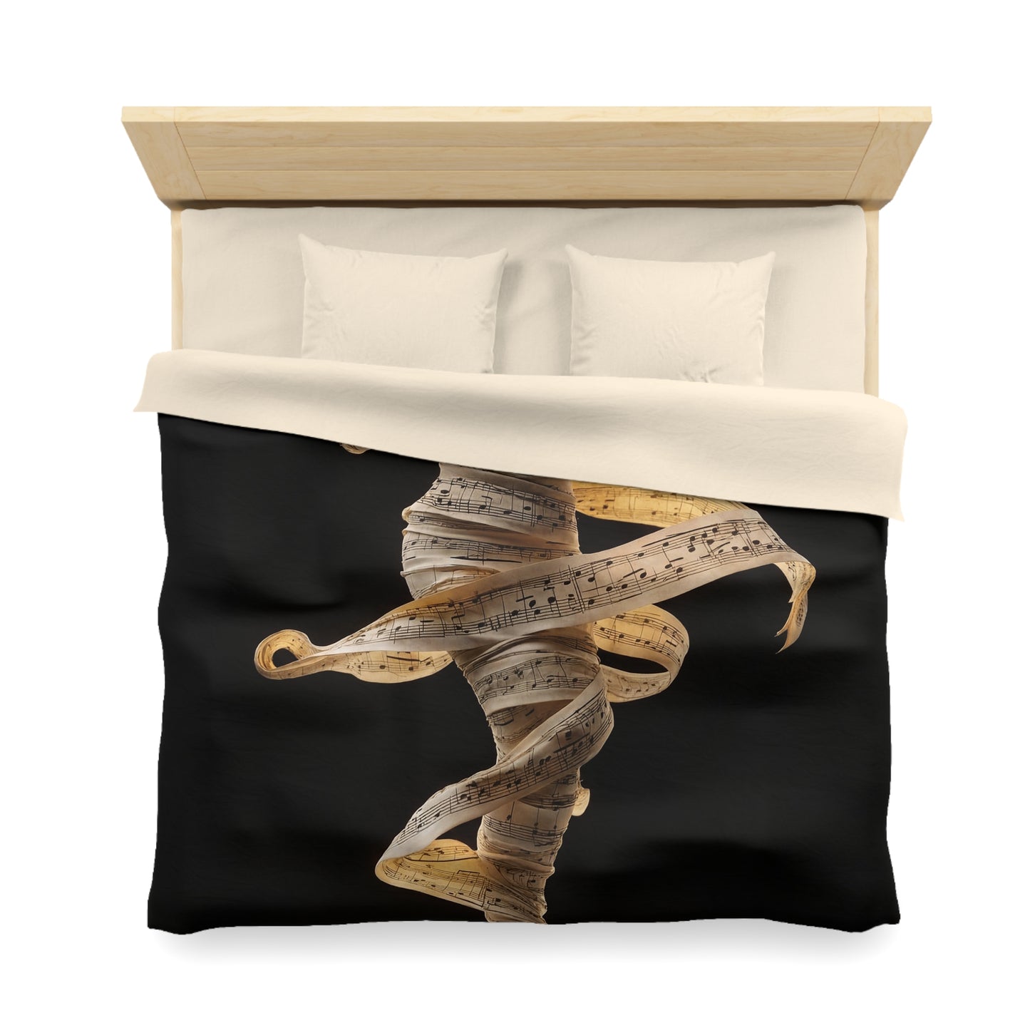 Melodic Muse Microfiber Duvet Cover – Whirling Symphony in Golden Light