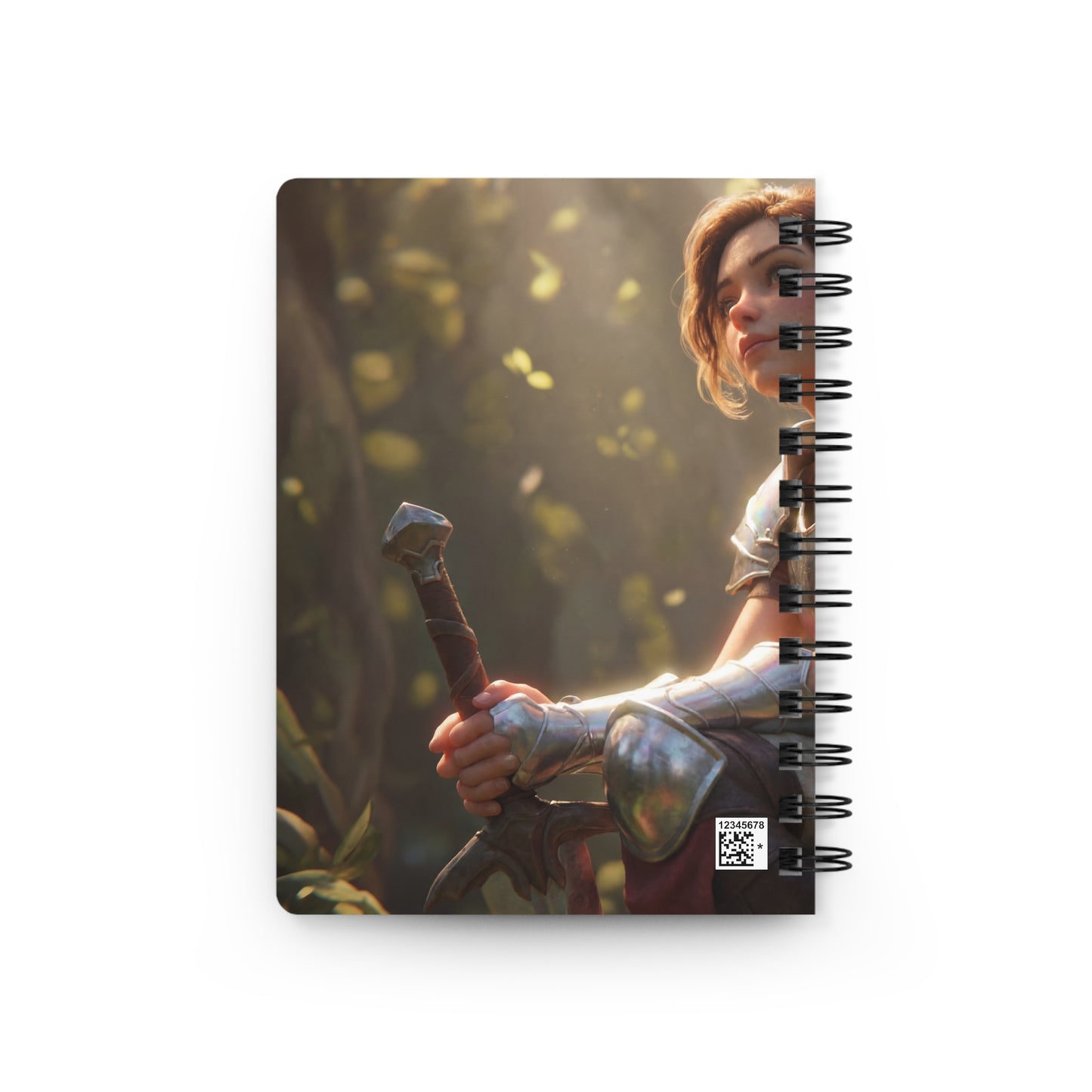 Elf Knight with Dragon Companion Spiral Bound Journal – Sunlit Forest Rest