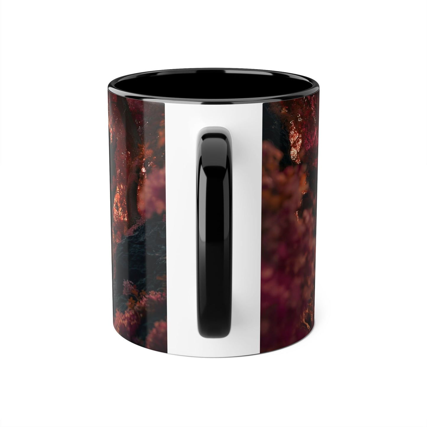 Crimson Heart Grove Accent Mugs, 11oz – Twisted Branches and Twilight Embrace