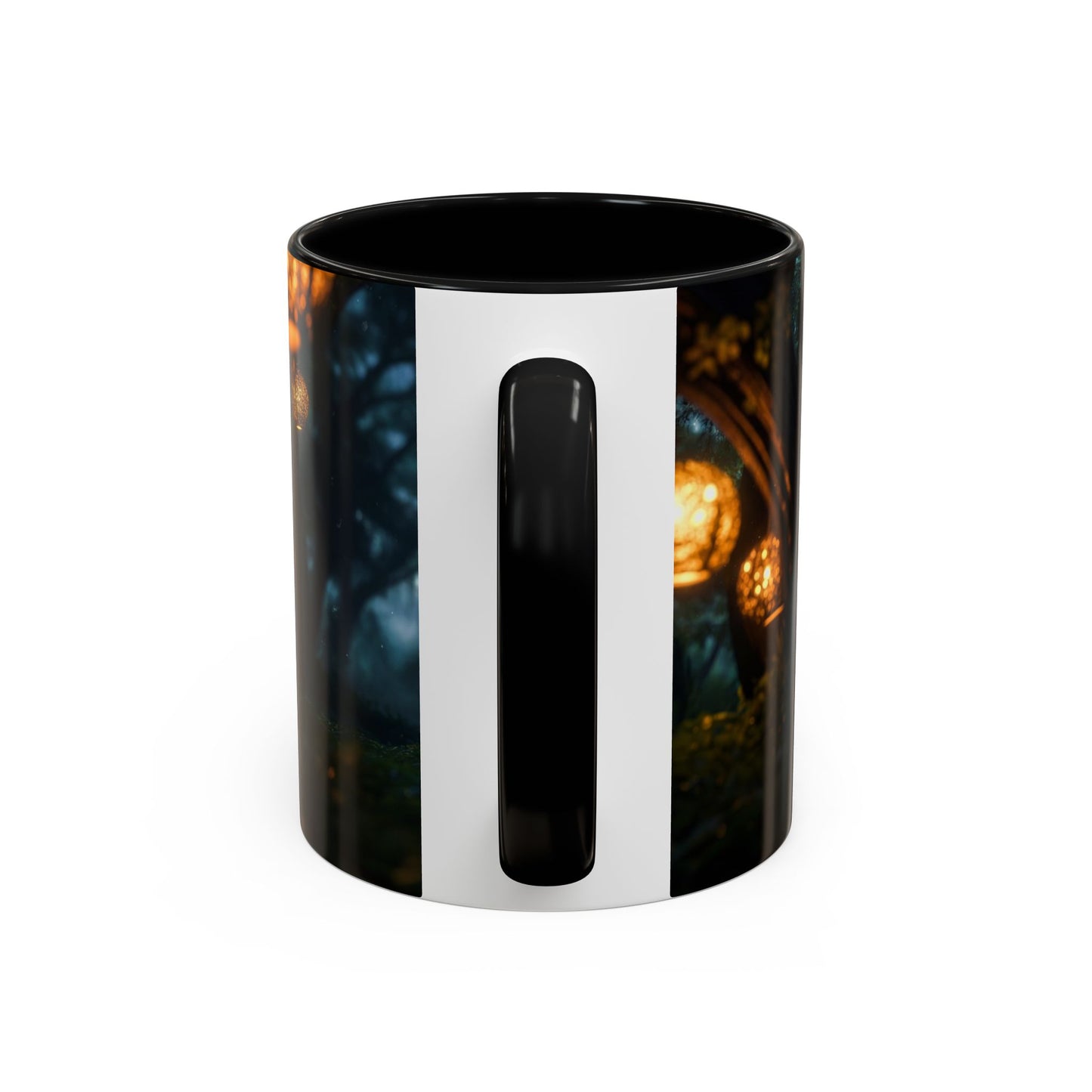 Luminous Forest Path Accent Coffee Mug (11, 15oz) – Warm Glow Through Ancient Branches
