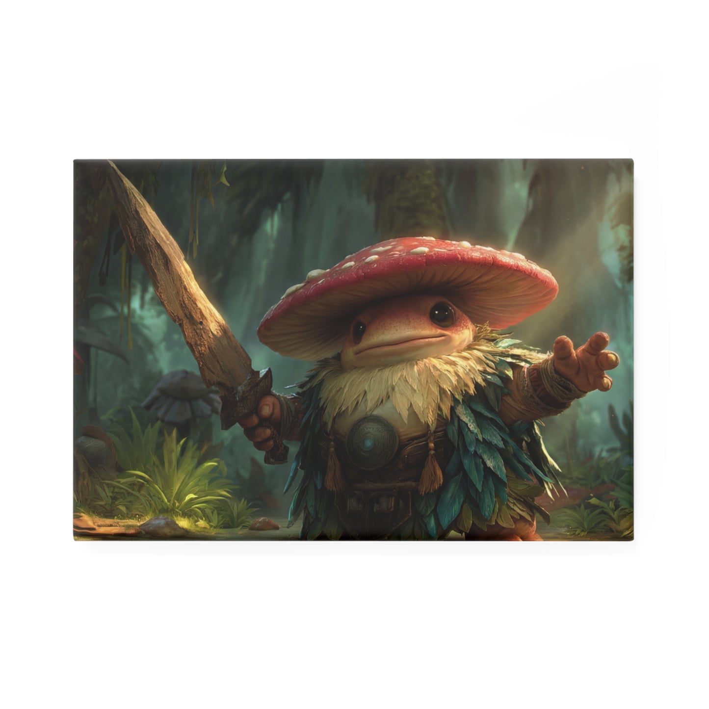 Mushroom Knight Button Magnet – Jungle Sentinel with Wooden Sword