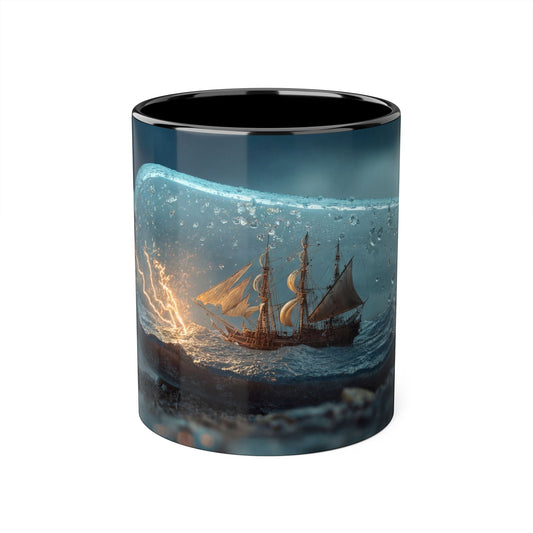 Storm Captured Accent Mugs, 11oz – Ship in a Bottle Lightning Scene