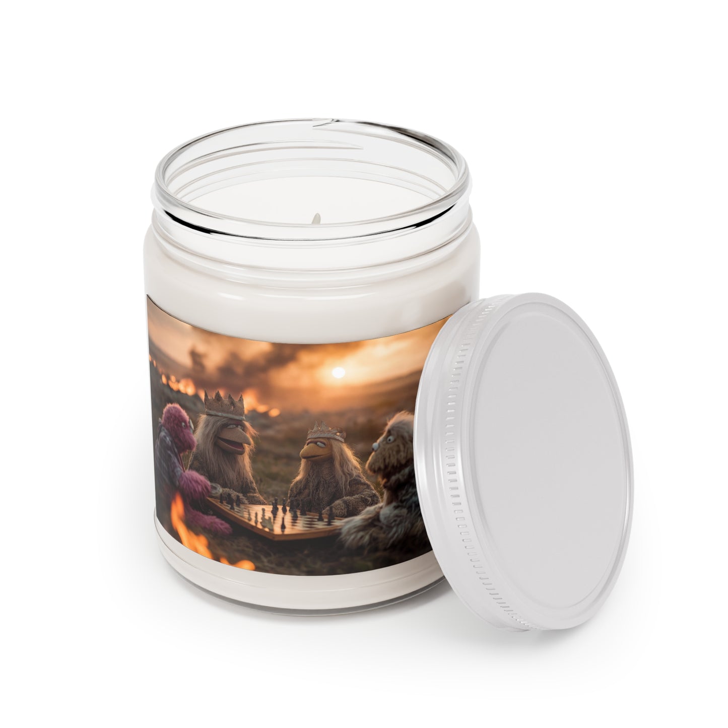 Royal Chess Game Scented Soy Candles with White Lid, 9oz – Sunset Throne Room Ambience