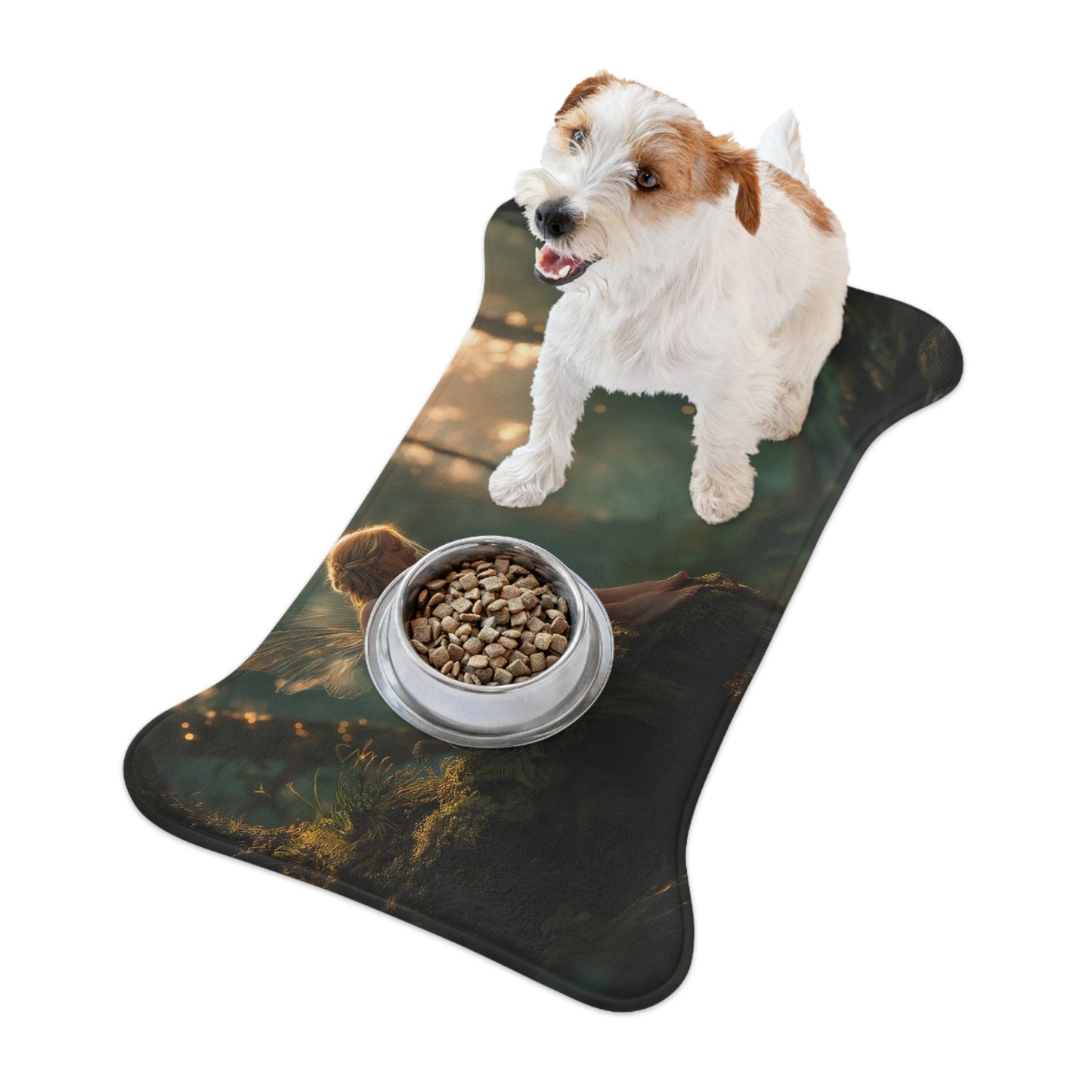 Mossy Stream Fairy Pet Feeding Mats – Golden Hour Forest Guardian