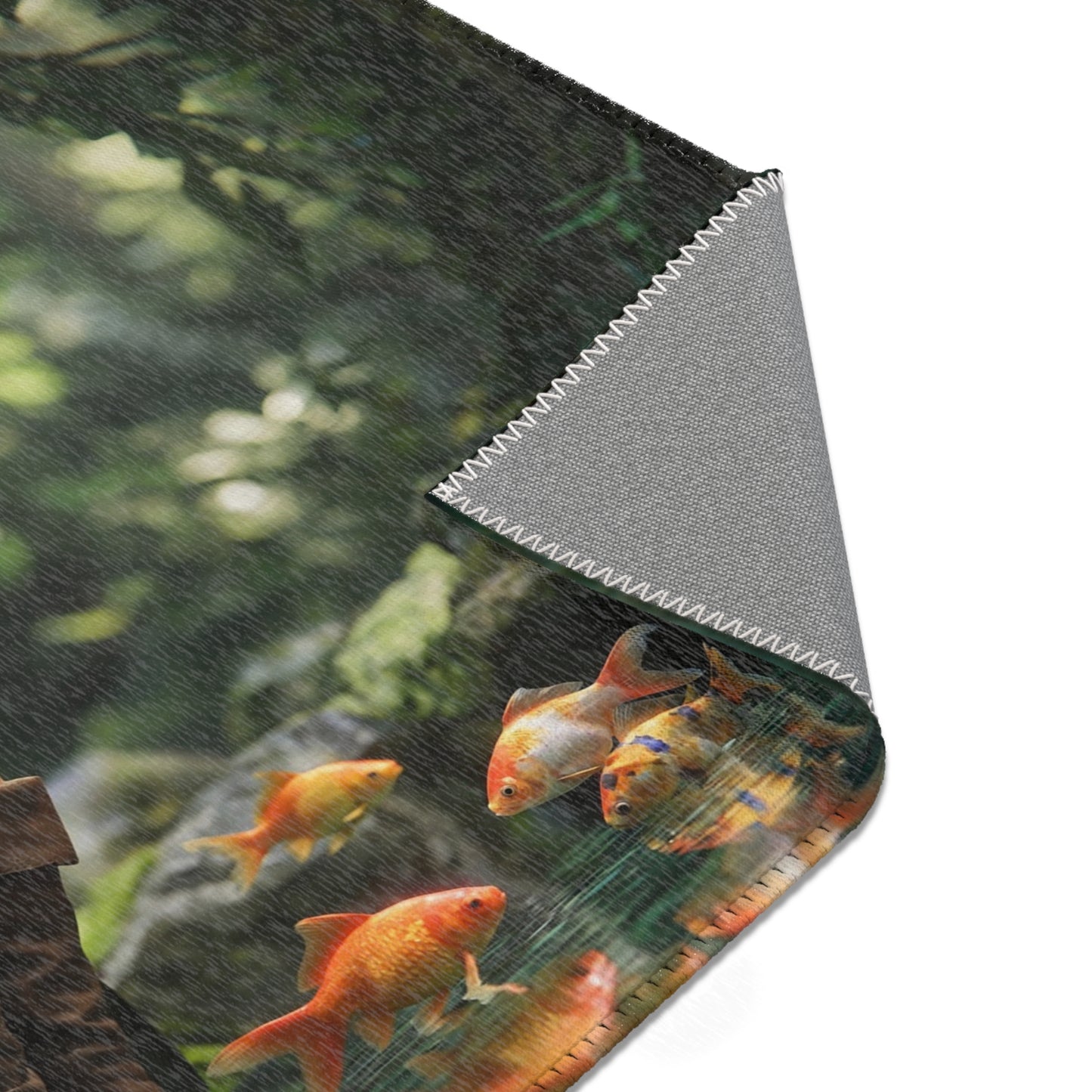Elven Whisperer Area Rugs – Sunlit Pool with Golden Fish
