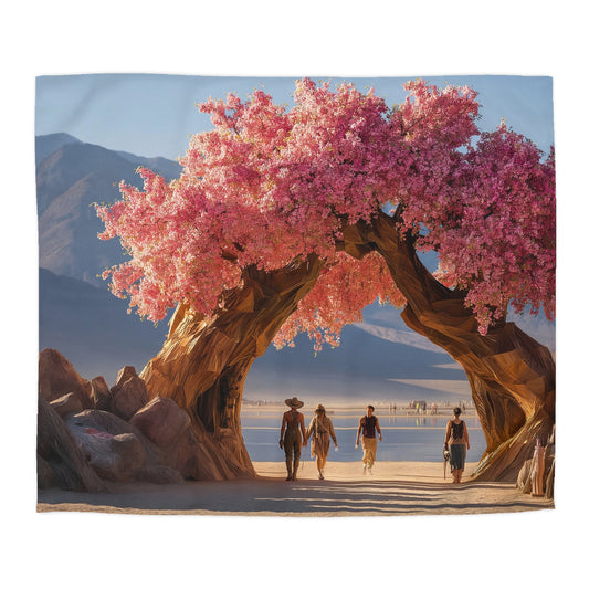 Pink Blossom Archway Duvet Cover – Desert Bloom Sanctuary