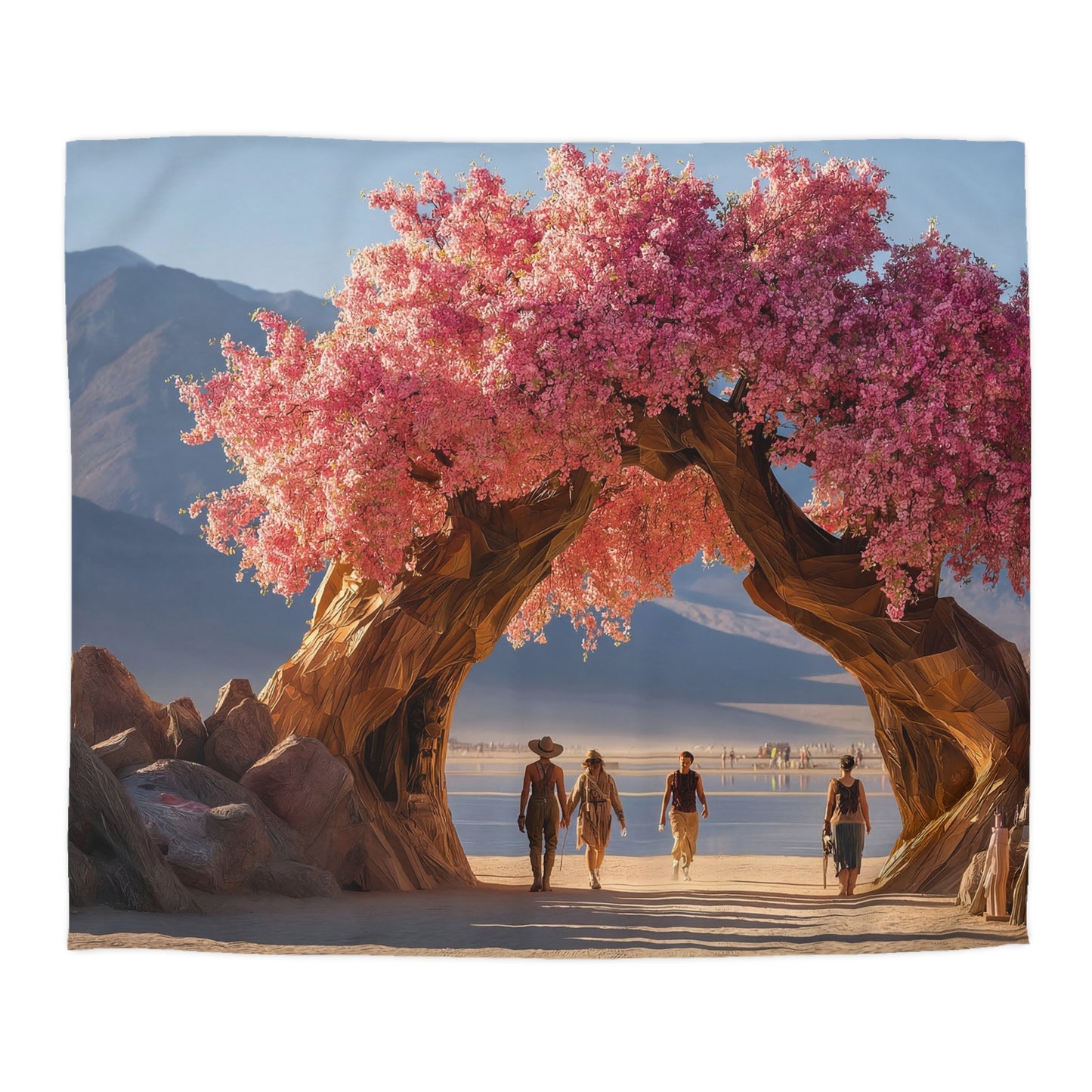 Pink Blossom Archway Duvet Cover – Desert Bloom Sanctuary
