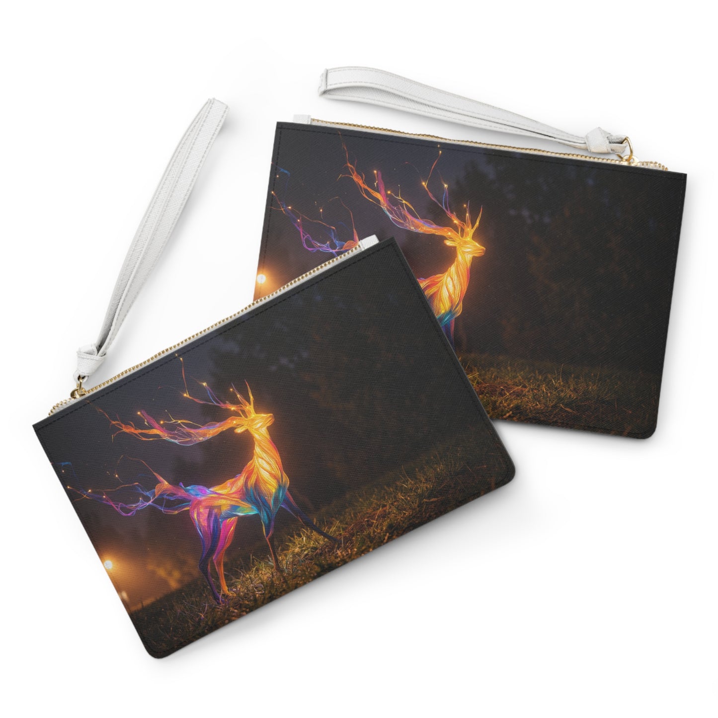 Chromatic Stag Clutch Bag – Twilight Aura Dreamscape