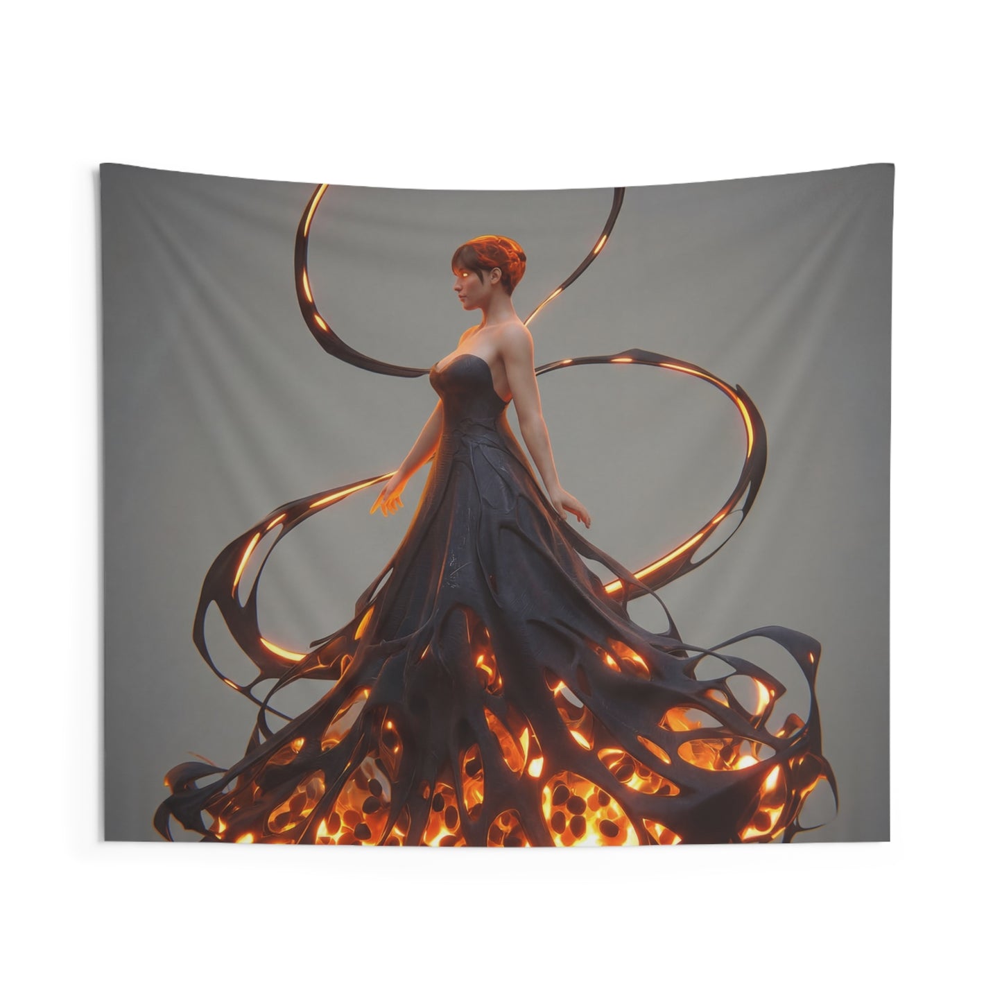 Luminescent Veil Woman Indoor Wall Tapestries – Floating Aura Dreamscape