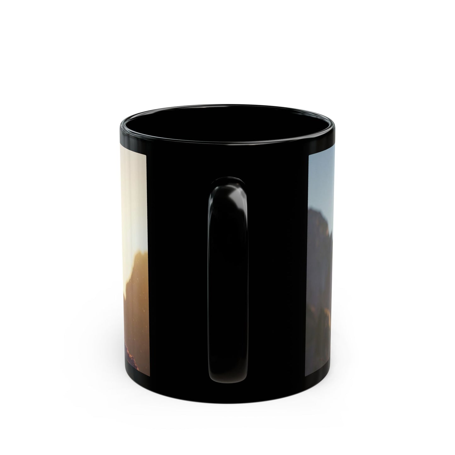 Dragon Knight and Tiny Dragon Black Mug – Sunset Sentinel Dreamscape