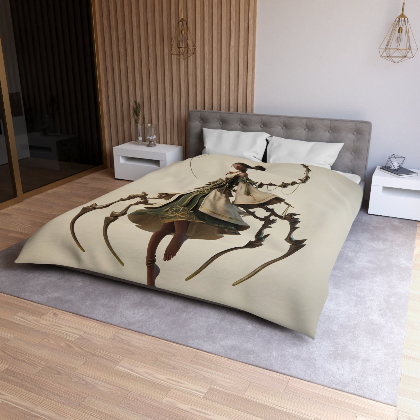 Moonlit Weaver Duvet Cover – Ethereal Spider Silk Dreamscape