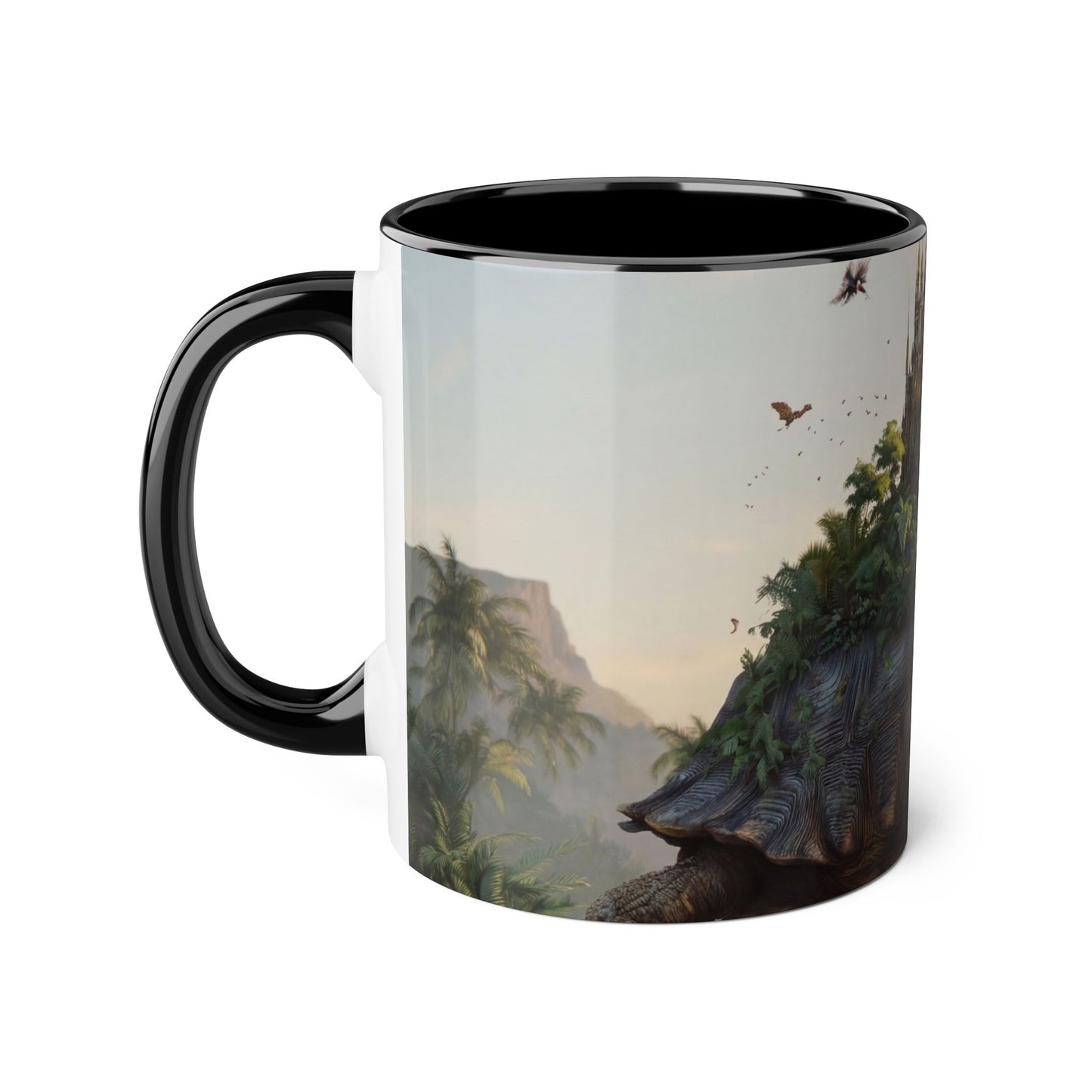 Mythic Tortoise Castle Mug – Golden Spire & Lush Grove Accent Mugs, 11oz