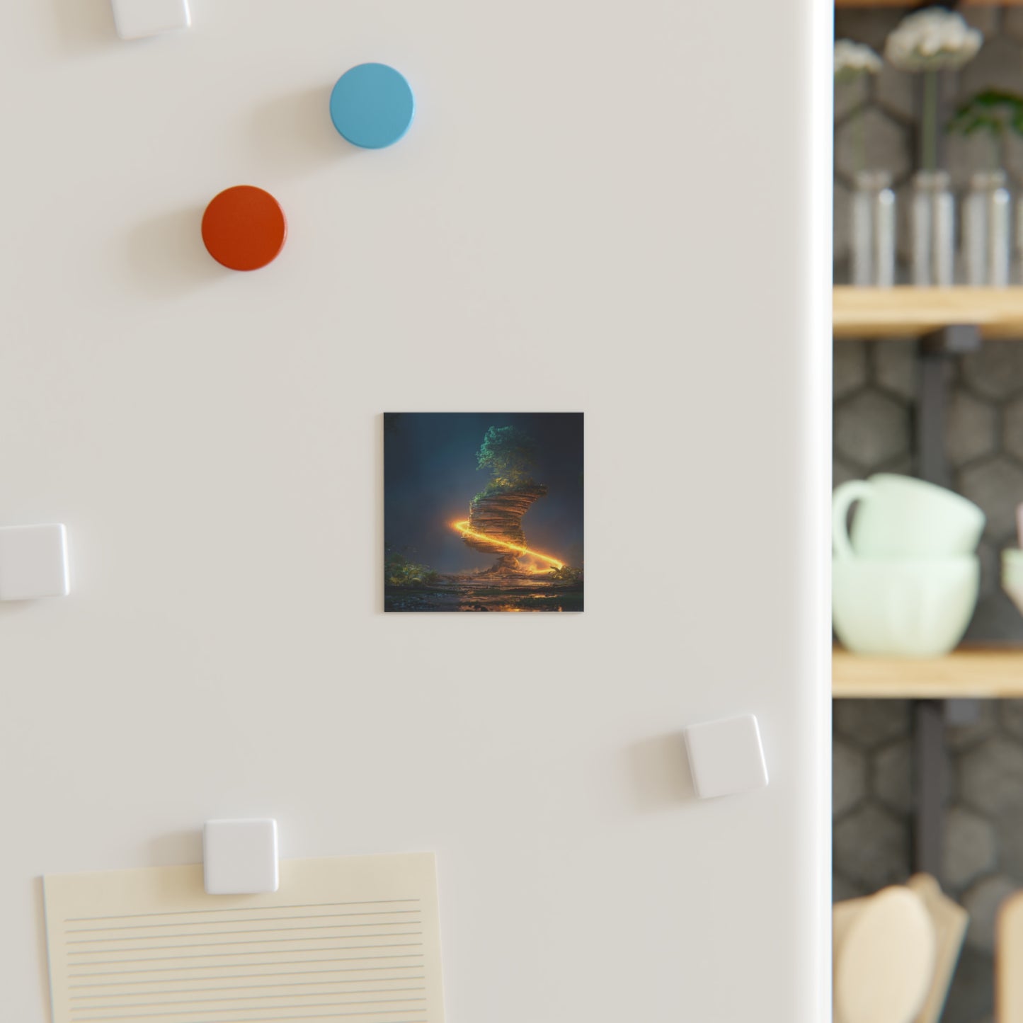 Floating Stone Tree Magnet – Luminous Jungle Portal