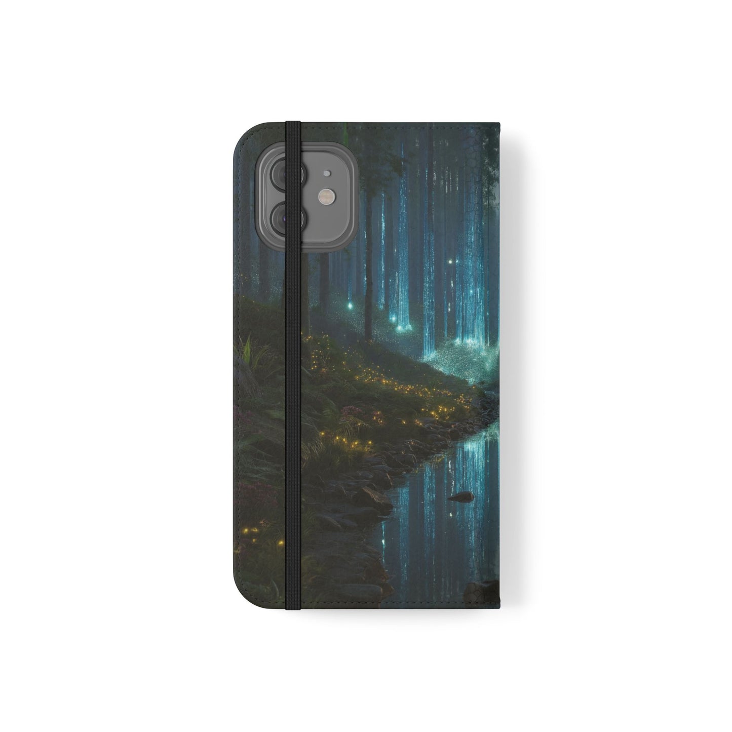 Bioluminescent Forest Flip Cases – Cyan Lightfall Stream Cover