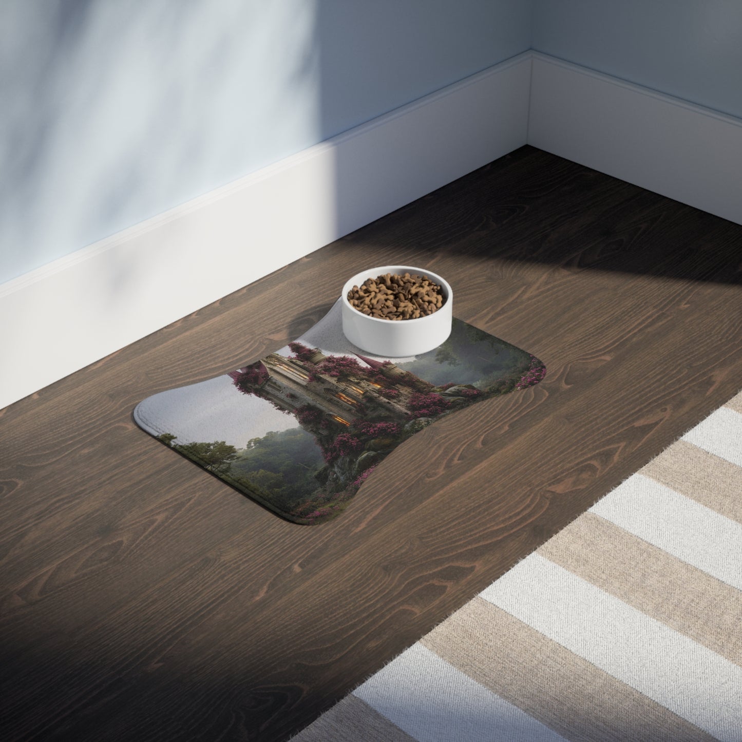 Rose-Clad Castle Pet Feeding Mats – Twilight Bloom Sanctuary
