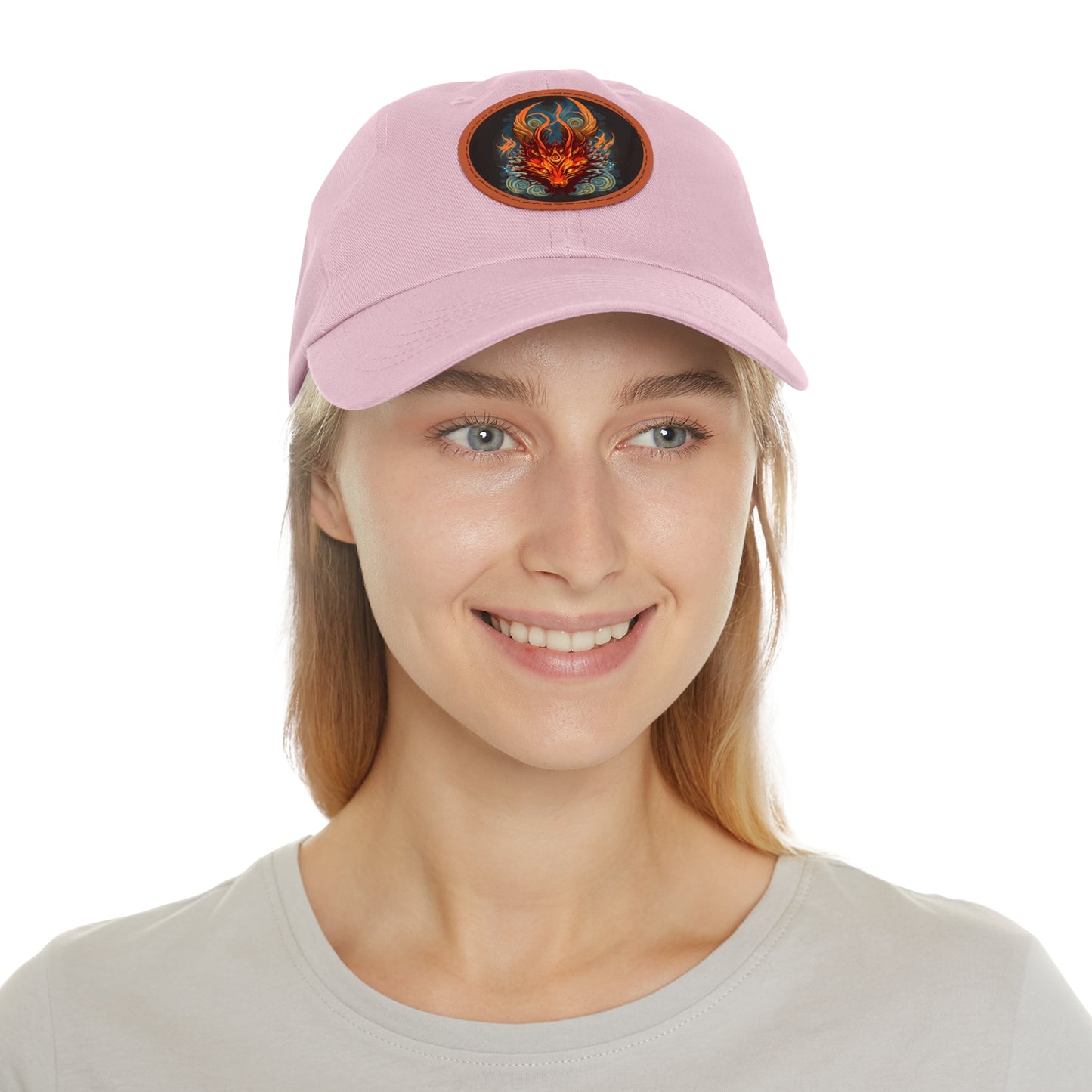 tshirt design, nine-tailed fox - Dad Hat with Leather Patch (Round)