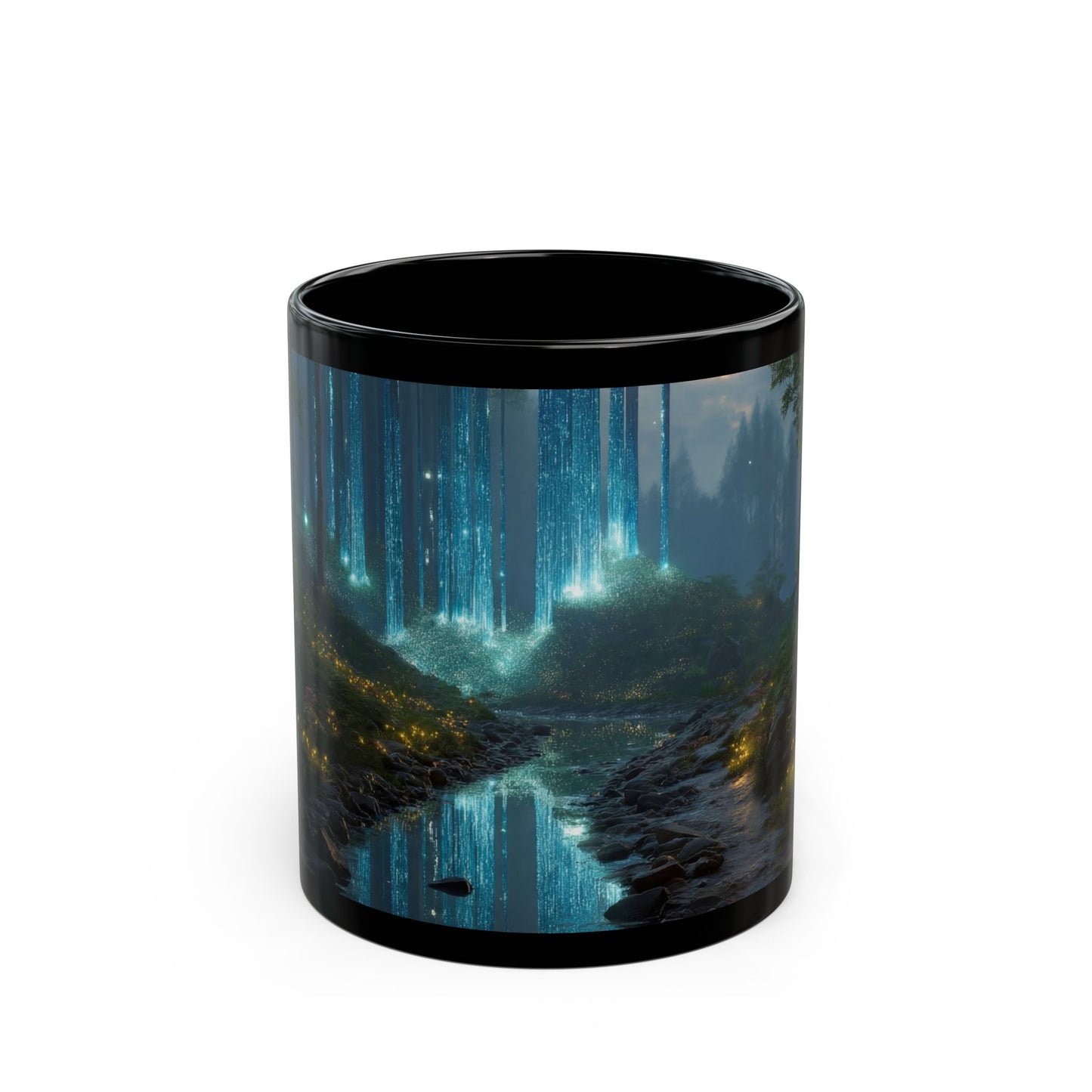 Celestial Forest Stream Mug – Azure Lightfall Dreamscape