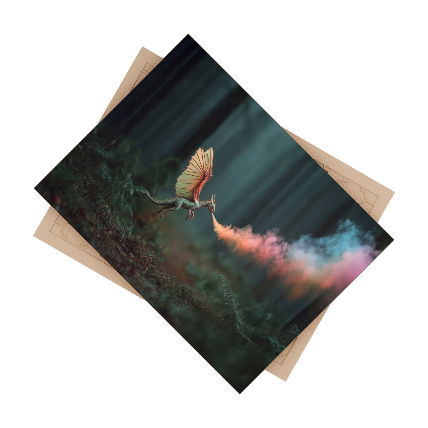 Chromatic Dragon Ceramic Photo Tile – Forest Breath of Rainbow Smoke