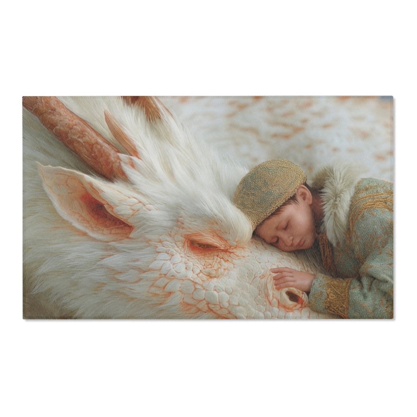 Snowbound Dragon & Child Area Rugs – Whispering Winter Sanctuary
