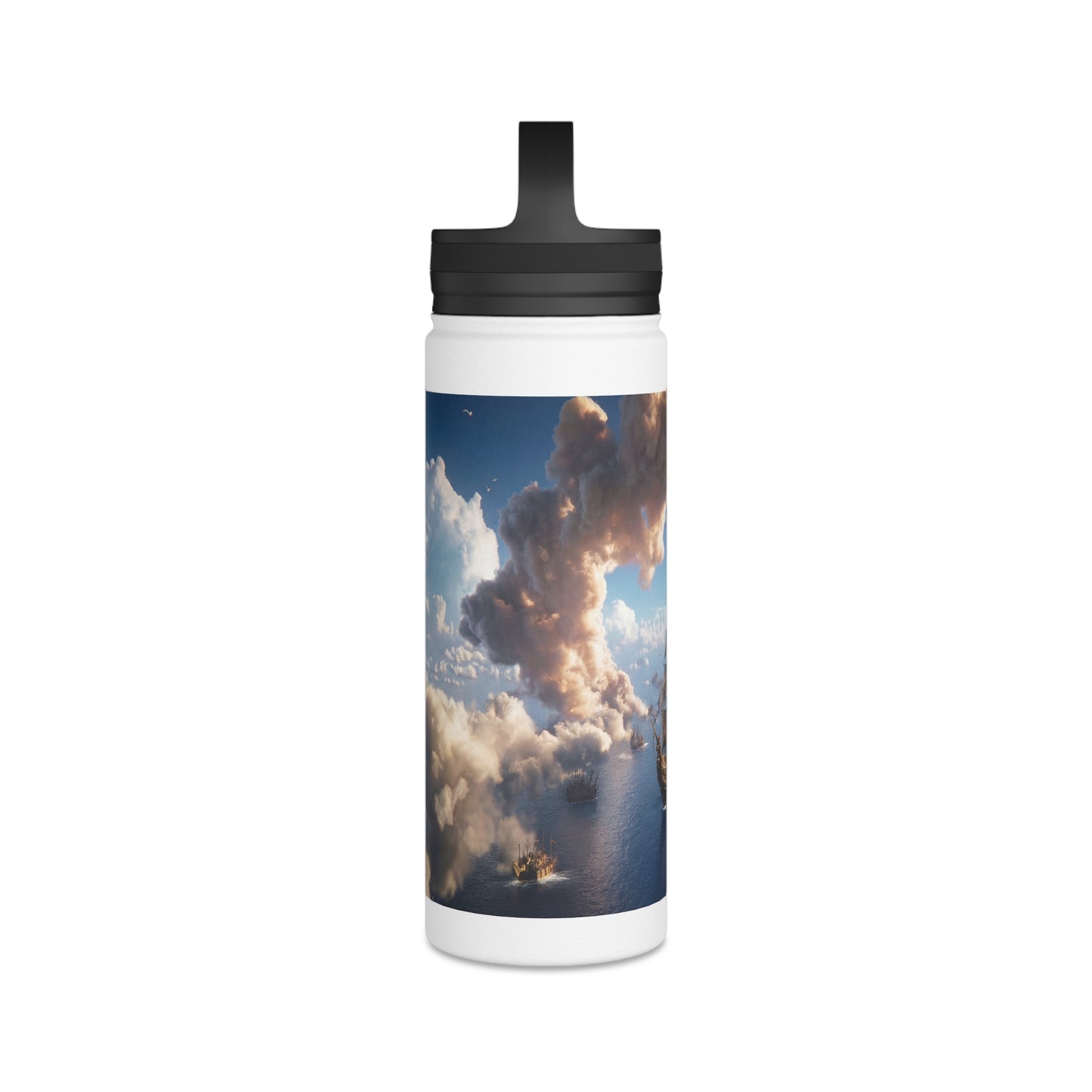 Armada Through Cloud Arch Stainless Steel Water Bottle, Handle Lid – Celestial Fleet Passage