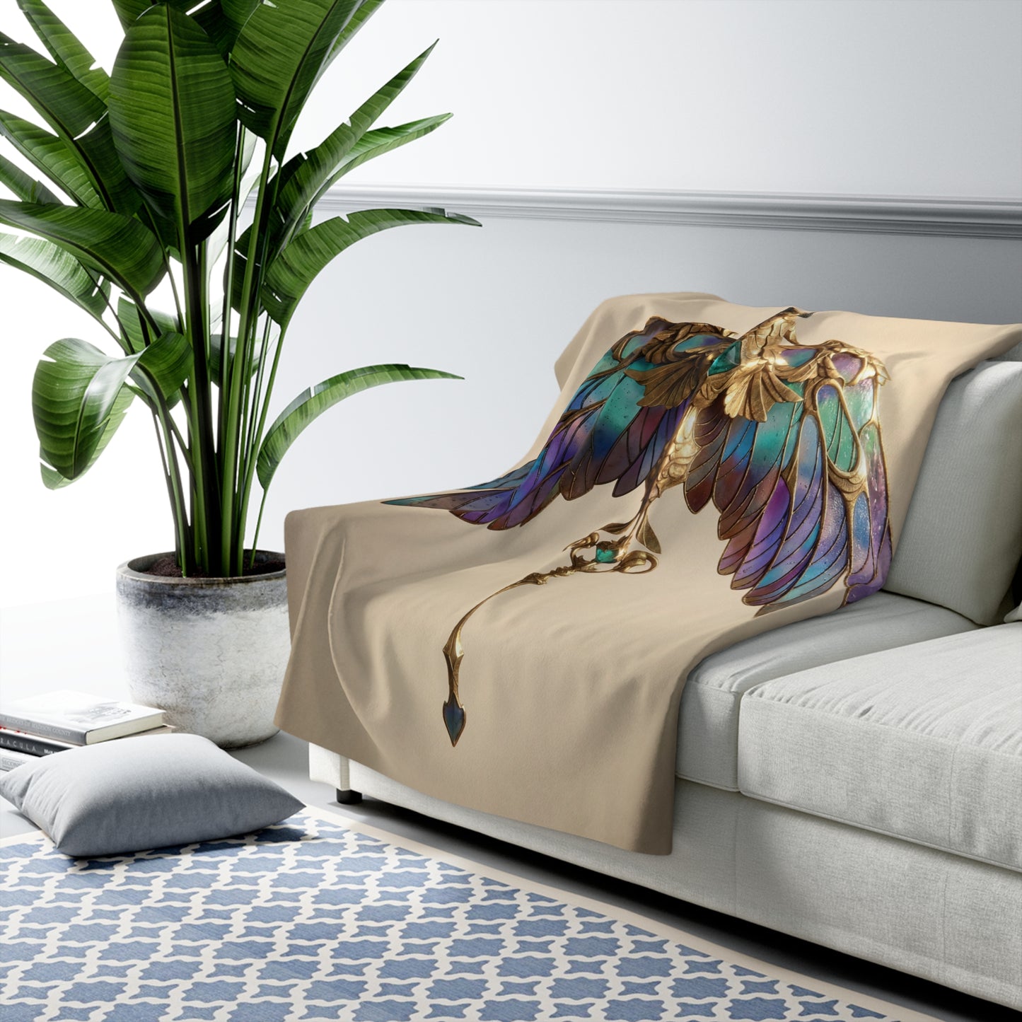Celestial Phoenix Key Blanket – Wings of Starlight and Gold