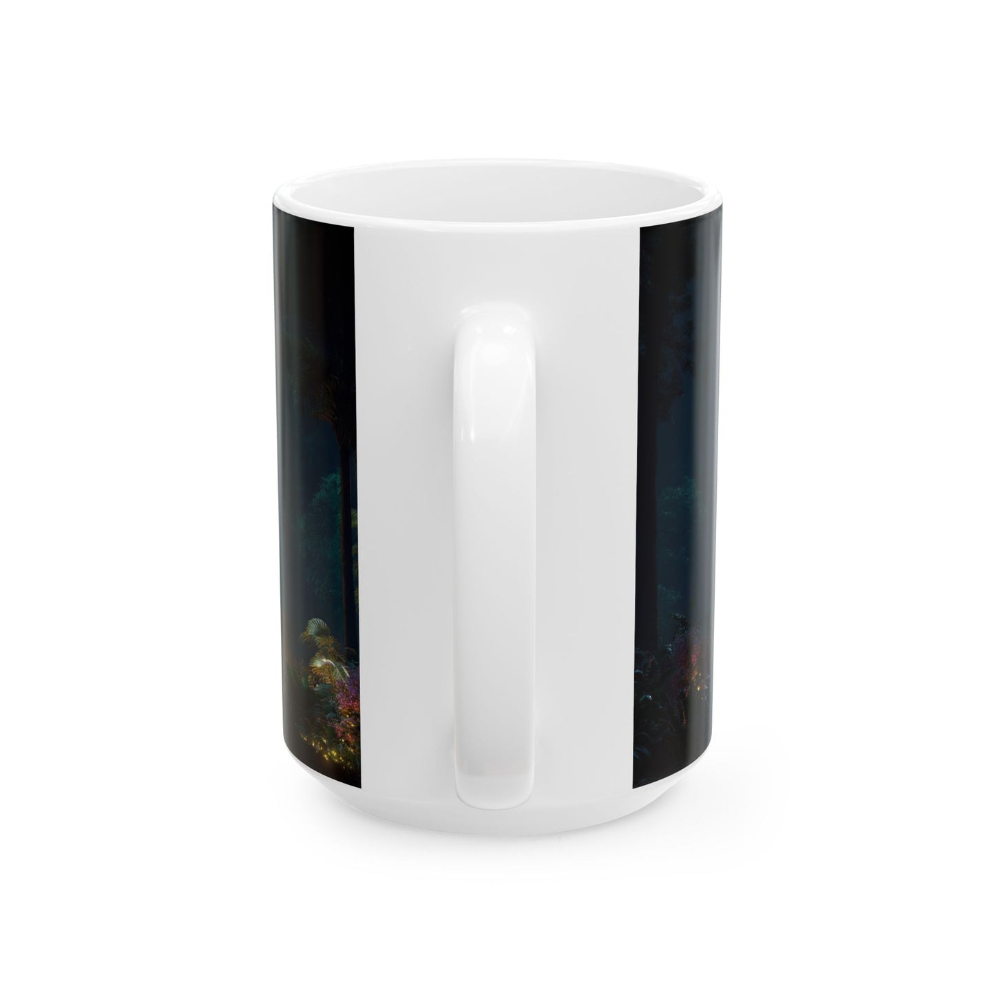 Luminous Floating Rock Ceramic Mug – Tropical Night Sanctuary