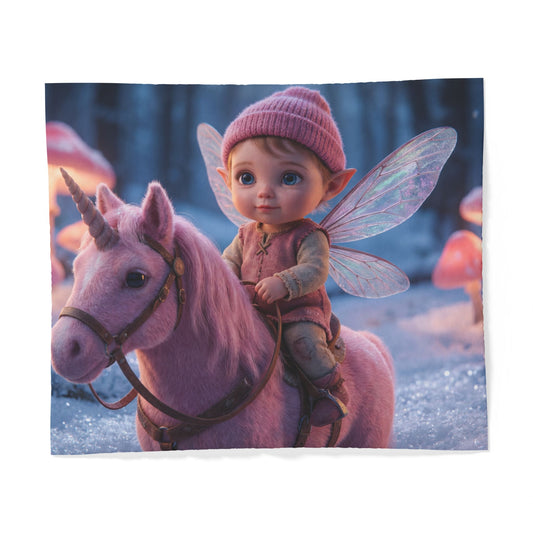 Pink Pixie Unicorn Duvet Cover – Frosty Forest Guardian Scene
