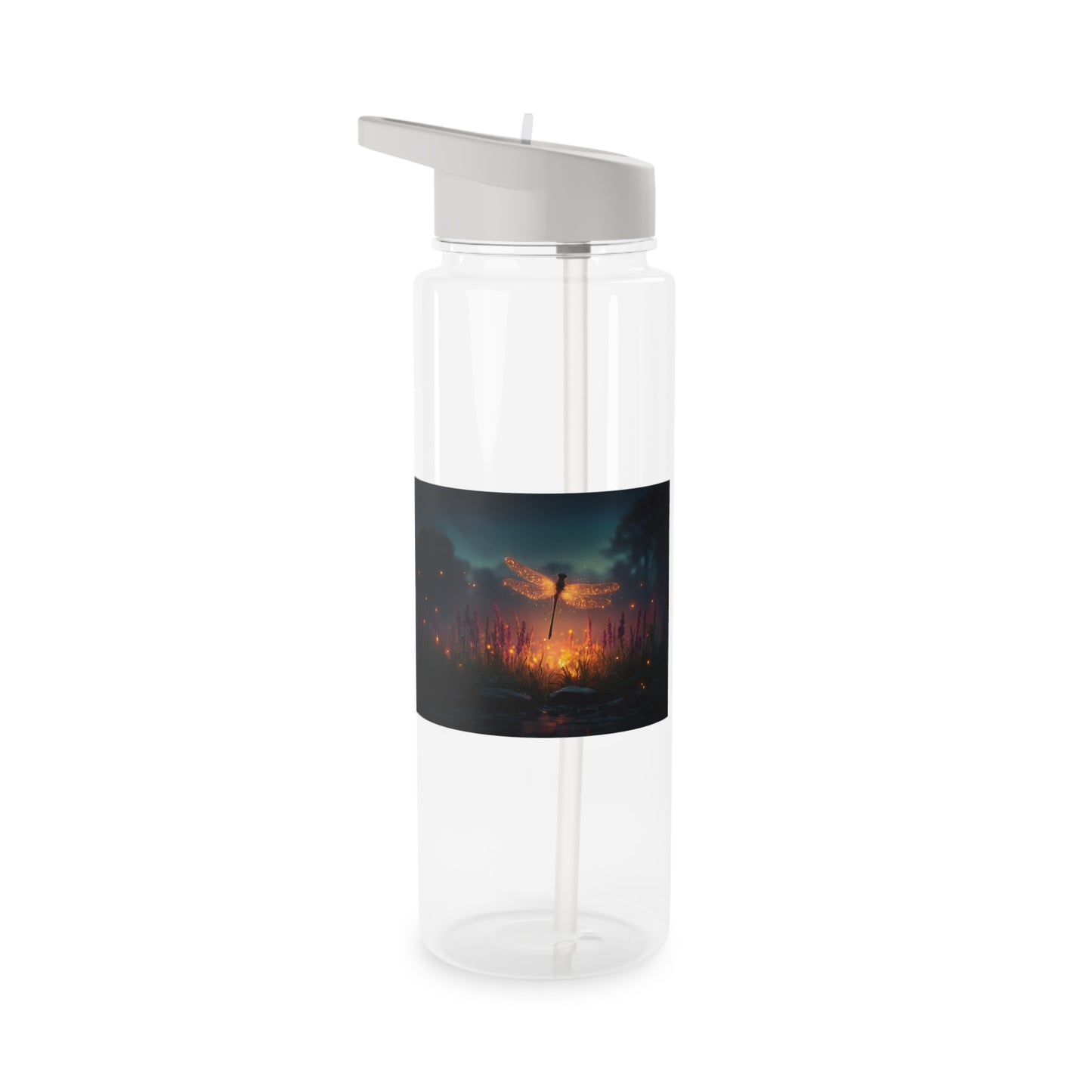 Sparkling Dragonfly Tritan Water Bottle – Golden Twilight Meadow Guardian