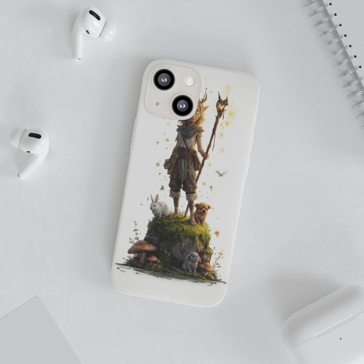 Forest Sentinel Flexi Cases – Glowing Antlered Child with Pet Companions