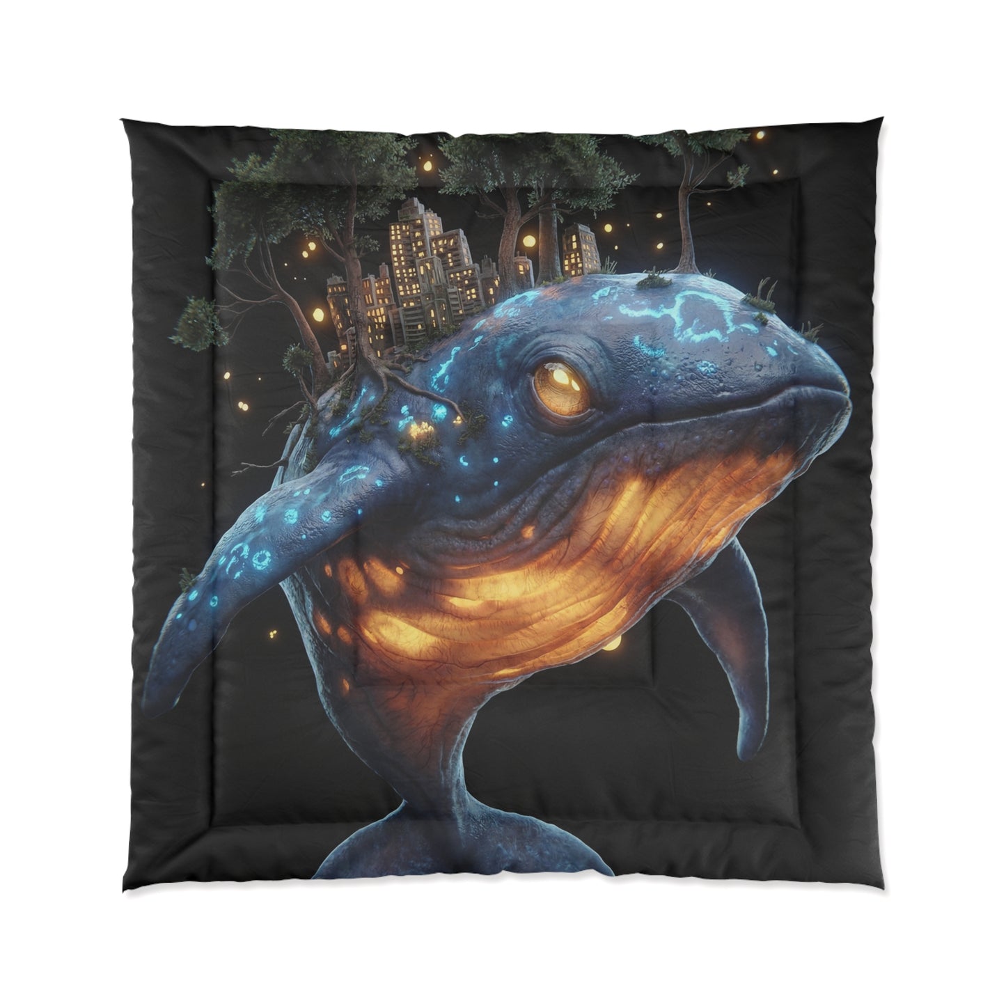 Whale Island Comforter – Bioluminescent Forest Metropolis